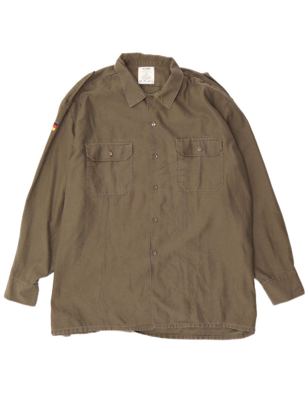 Vintage Herren Militärhemd Größe 47/48 2XL Khaki Baumwolle
