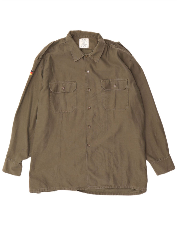 Vintage Herren Militärhemd Größe 47/48 2XL Khaki Baumwolle