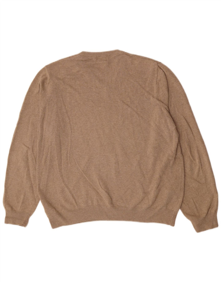 Marks & Spencer Herren-Pullover mit V-Ausschnitt, XL, beige Baumwolle