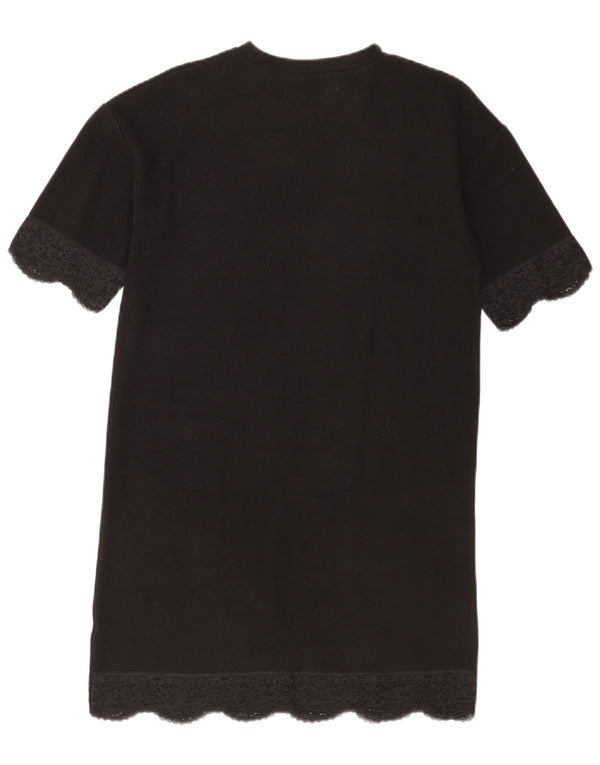Zara Damen Trafaluc T-Shirt-Kleid UK 10 Small Schwarz geblümt