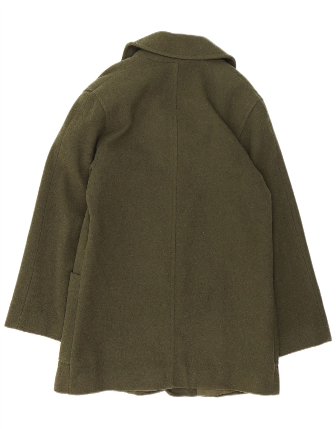 VINTAGE Damen Übergroßer Mantel UK 10 Kleine grüne Wolle