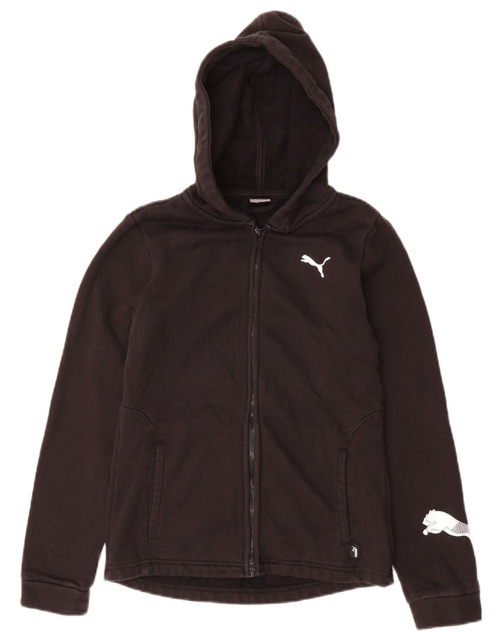 PUMA Mädchen Graphic Zip Hoodie Pullover 13–14 Jahre, schwarze Baumwolle
