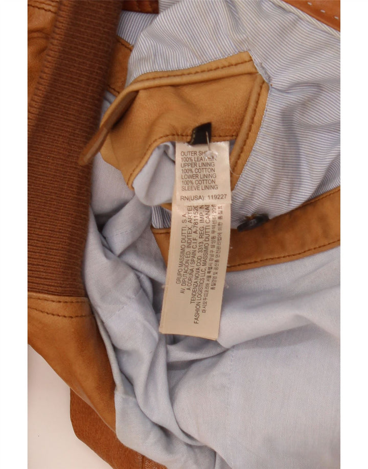 Massimo Dutti Herren Lederjacke UK 40 Großes braunes Leder