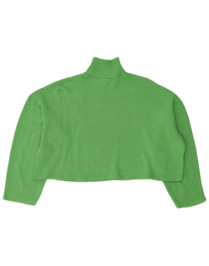 Zara Damen Langarm-Crop-Top in Übergröße, Gr. 10, Größe S, Grün, Polyester