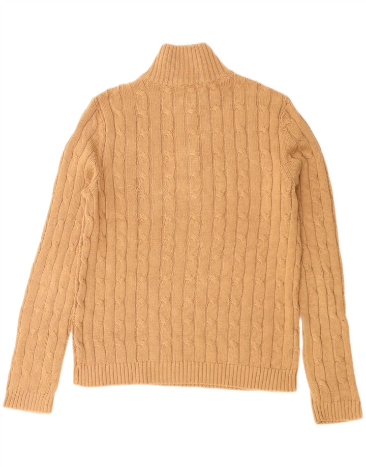 Chaps Damen-Pullover mit Reißverschluss am Hals, Gr. 10, Größe S, Beige, Baumwolle