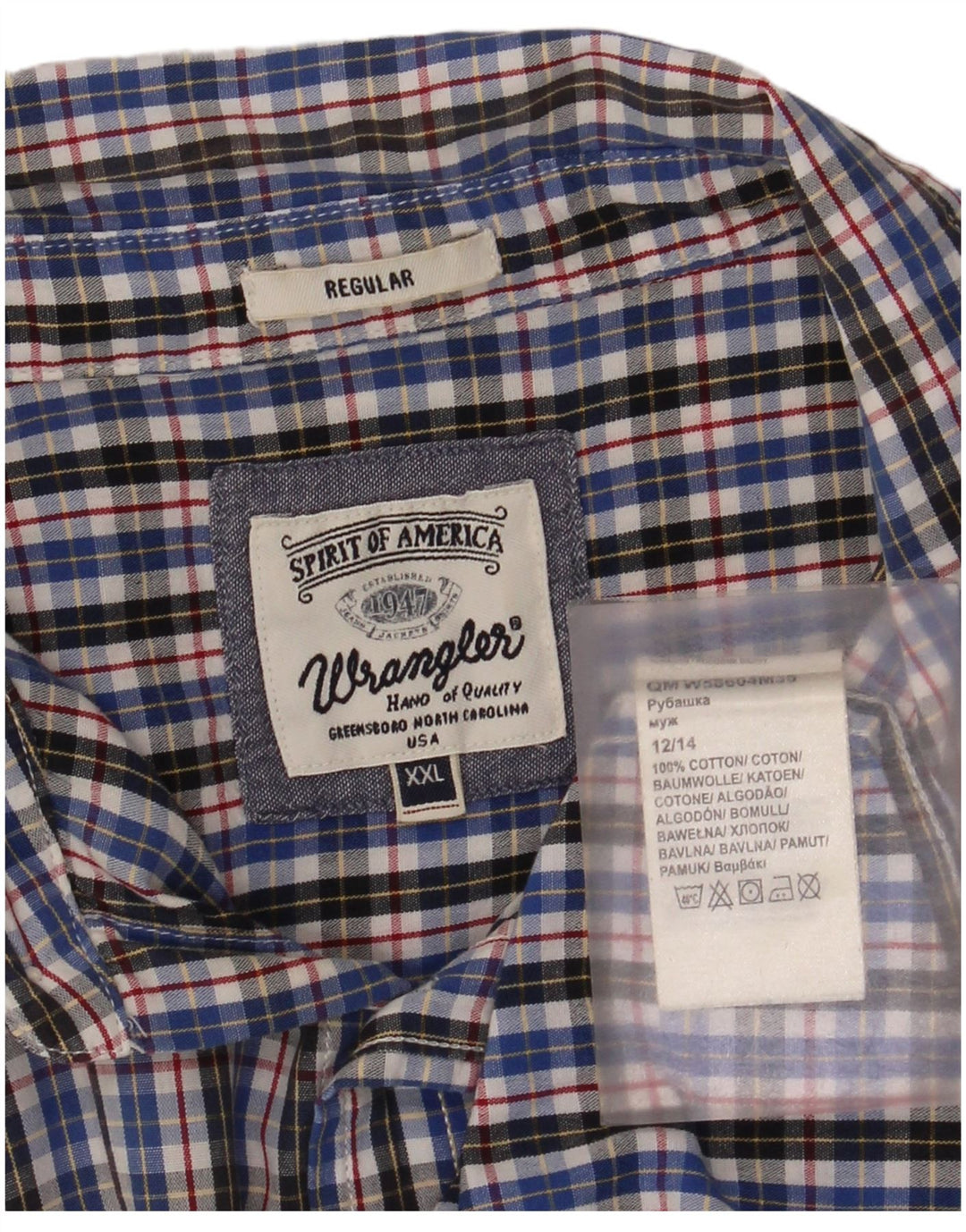 Wrangler Herren-Hemd, kurzärmelig, reguläre Passform, 2XL, blau kariert, Baumwolle