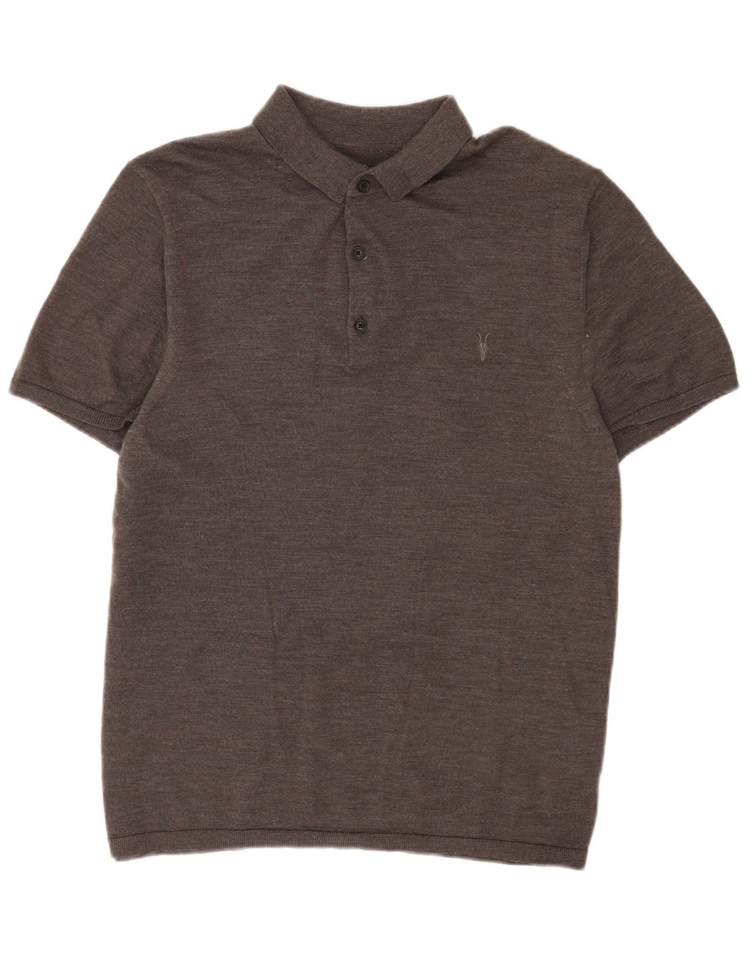 All Saints Herren-Pullover mit Polokragen, kurzärmelig, Größe L, Grau