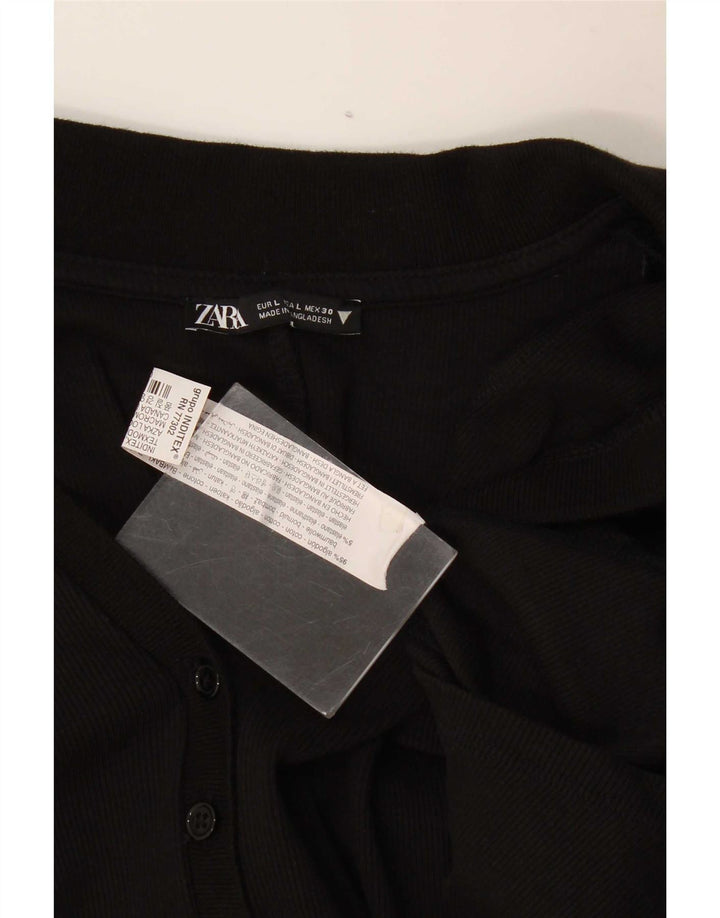 Zara Damen Playsuit UK 14 Large Schwarze Baumwolle