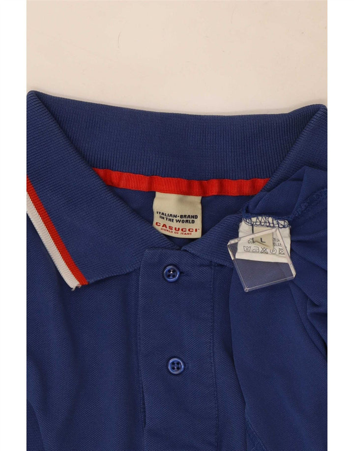 Casucci Herren-Poloshirt, groß, blau gestreift, Baumwolle