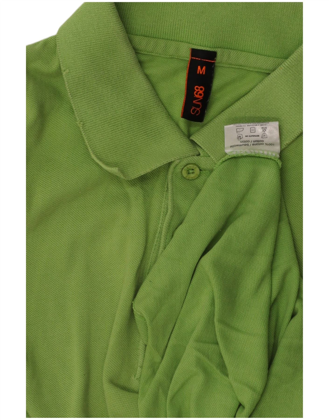 SUN68 Mens Polo Shirt Medium Green Cotton