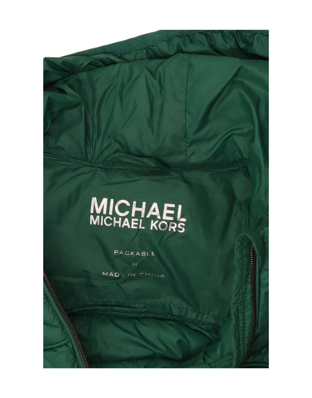 Michael Kors Wattierte Damenjacke mit Kapuze, UK 14, mittelgrünes Nylon