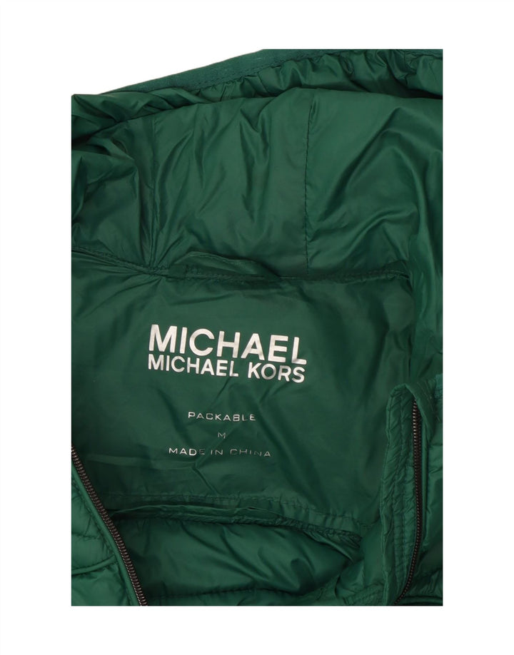 Michael Kors Wattierte Damenjacke mit Kapuze, UK 14, mittelgrünes Nylon