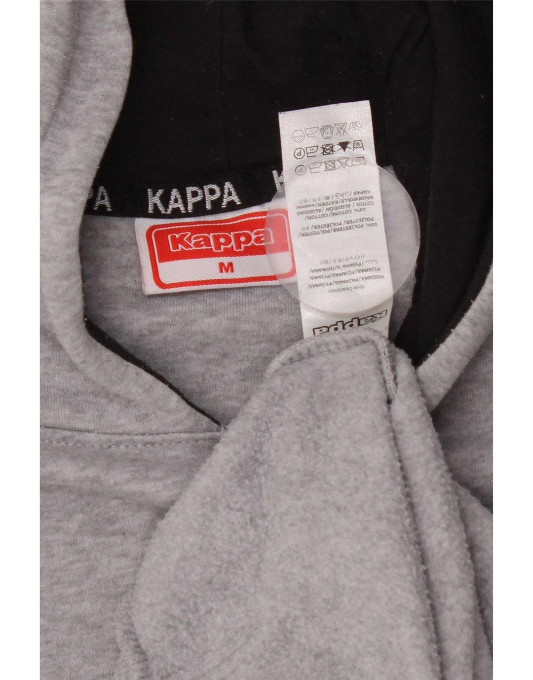 Kappa Herren-Kapuzenpullover mit grafischem Print, mittelgraues Farbblock-Polyester