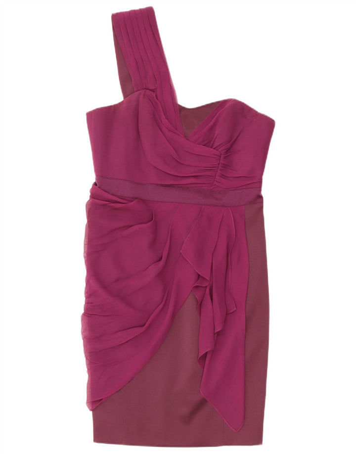 Karen Millen Damen One-Shoulder-Kleid UK 12 Medium Purple Polyester