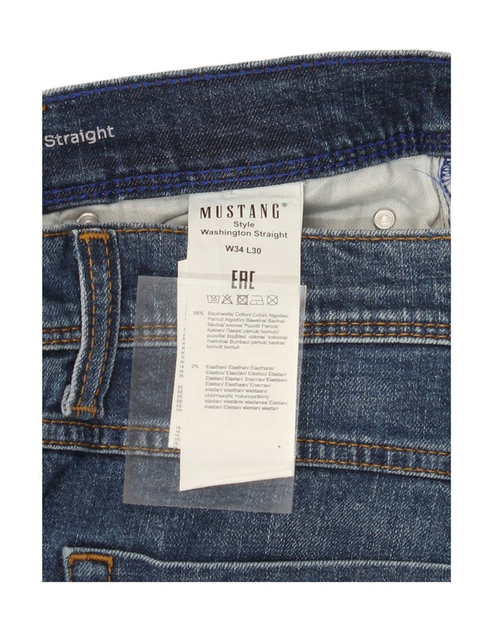 MUSTANG Herren Straight Jeans W34 L30 Blaue Baumwolle