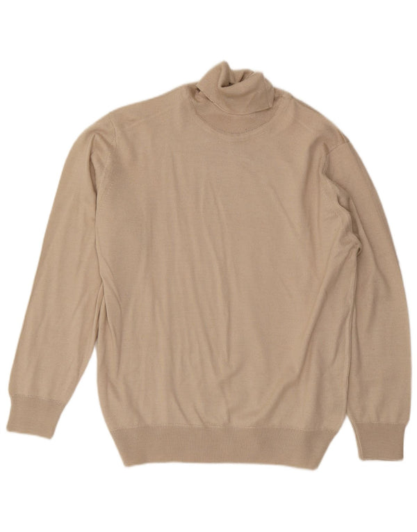 Vintage Herren Rollkragenpullover Pullover Mittelbeige Wolle