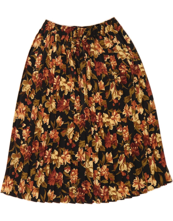 ST MICHAEL Damen Messerfaltenrock UK 18 XL W36 Braun geblümtes Polyester