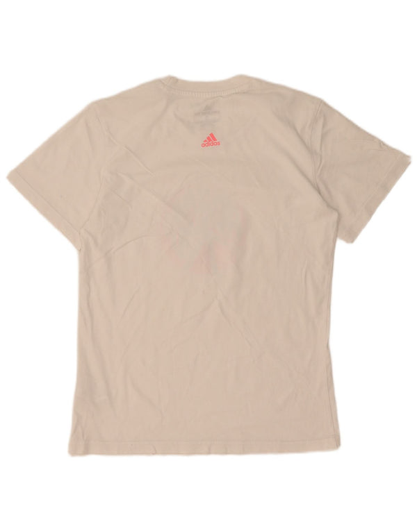 Adidas Damen Grafik T-Shirt Top UK 10 Small Weiße Baumwolle