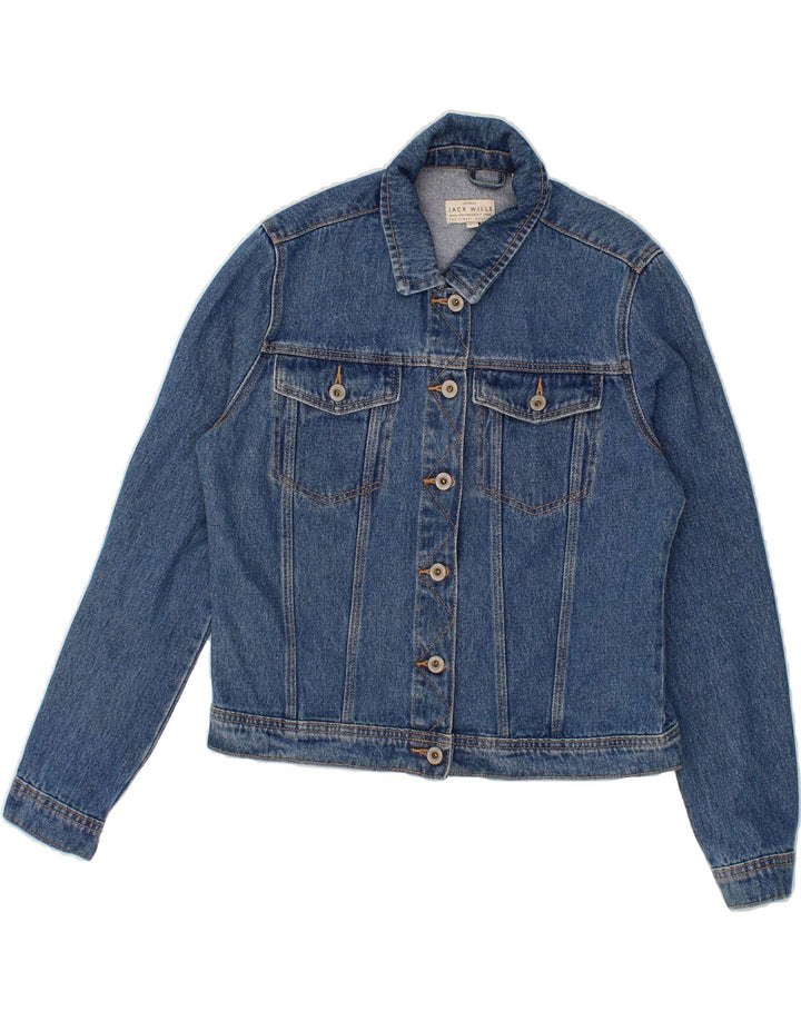 JACK WILLS Womens Crop Denim Jacket UK 12 Medium Blue Cotton Vintage Jack Wills and Second-Hand Jack Wills from Messina Hembry 