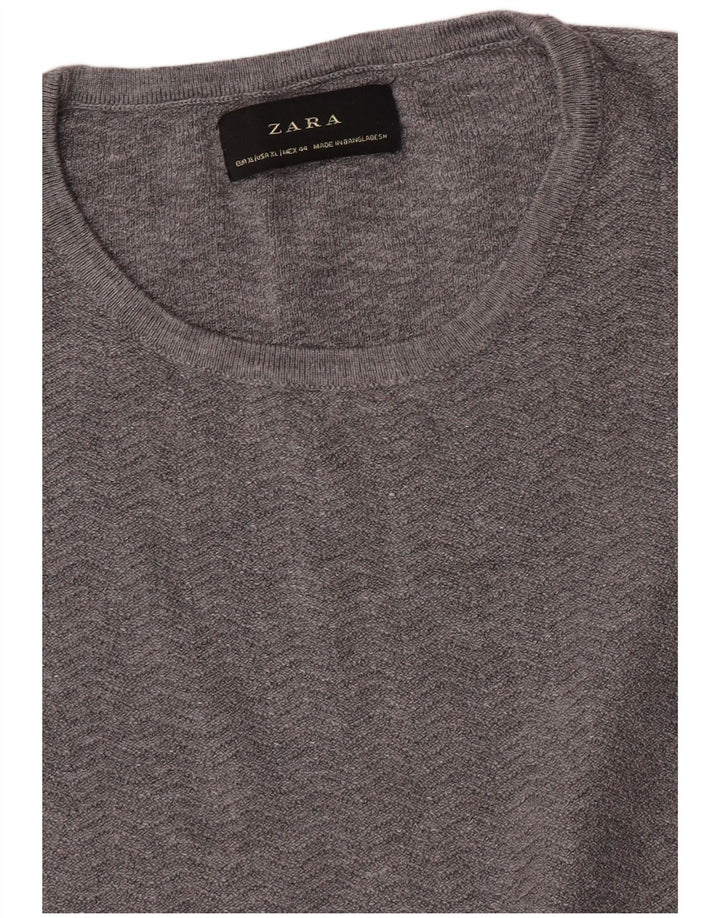 Zara Herren-Pullover mit Rundhalsausschnitt, XL, Grau