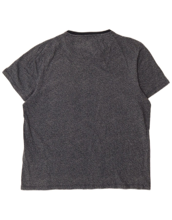 Ted Baker Herren-T-Shirt-Oberteil, Größe 4, groß, marineblau gesprenkelte Baumwolle
