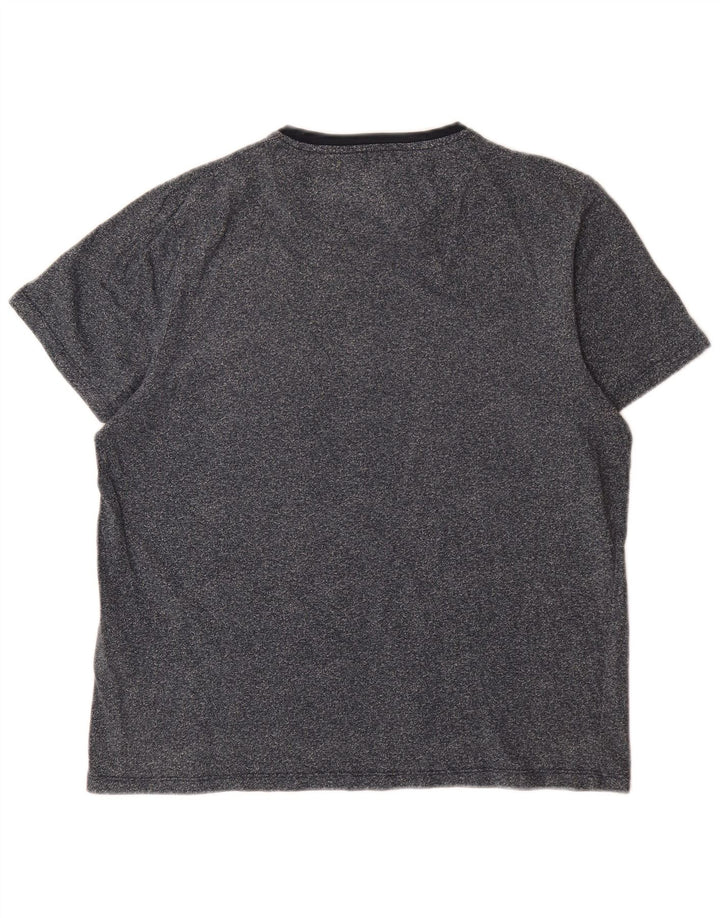 Ted Baker Herren-T-Shirt-Oberteil, Größe 4, groß, marineblau gesprenkelte Baumwolle