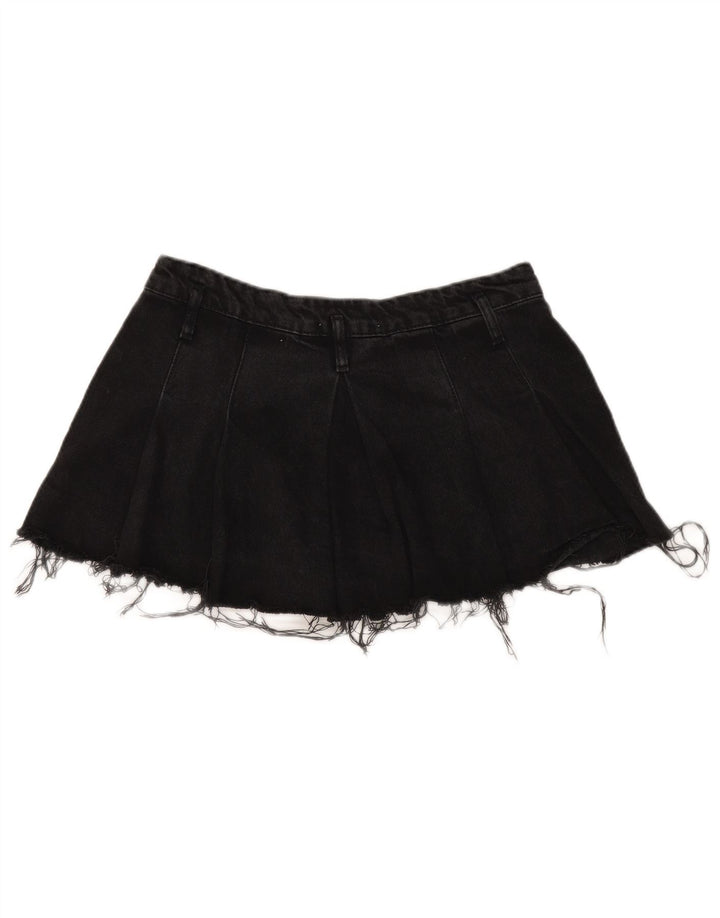 Zara Damen Mini-Jeansrock Medium W32 Schwarze Baumwolle
