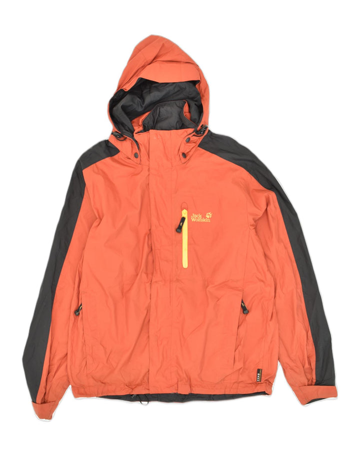 JACK WOLFSKIN Mens Hooded Rain Jacket UK 34 XS  Orange Colourblock Nylon | Vintage Jack Wolfskin | Thrift | Second-Hand Jack Wolfskin | Used Clothing | Messina Hembry 