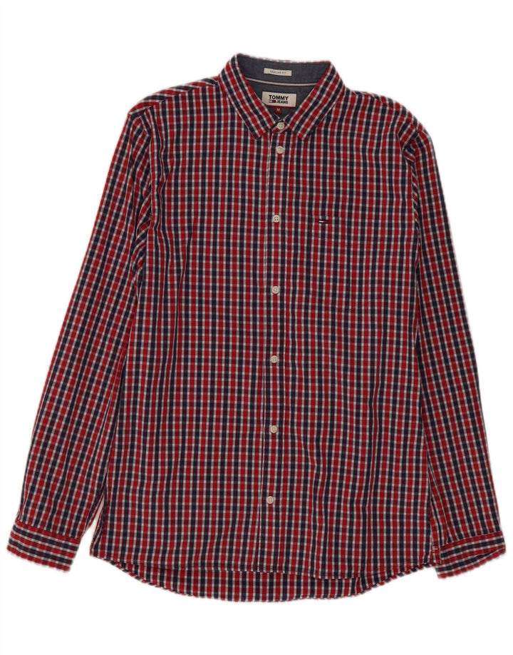 Tommy Hilfiger Herren-Hemd mit normaler Passform, mittelrot, kariert, Baumwolle