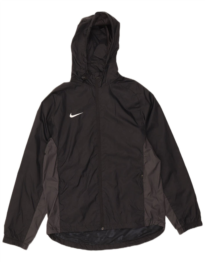 Nike Herren-Regenjacke mit Kapuze, UK 38, Mittelschwarzes Colourblock-Nylon