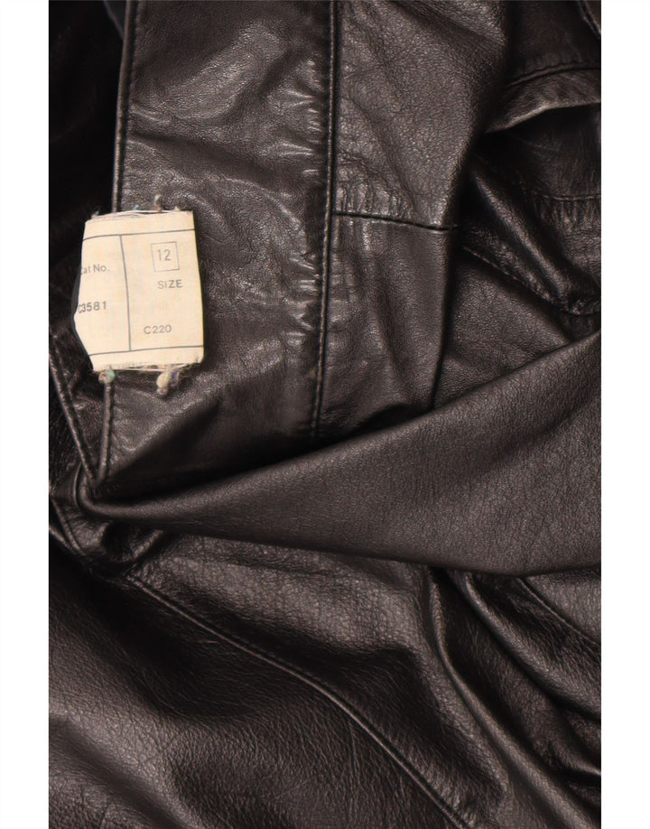 Vintage Damen Militärlederjacke UK 12 Mittelschwarzes Leder