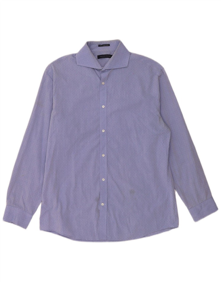 Tommy Hilfiger Herren-Slim-Fit-Hemd, Größe 16, groß, blau, geometrisch