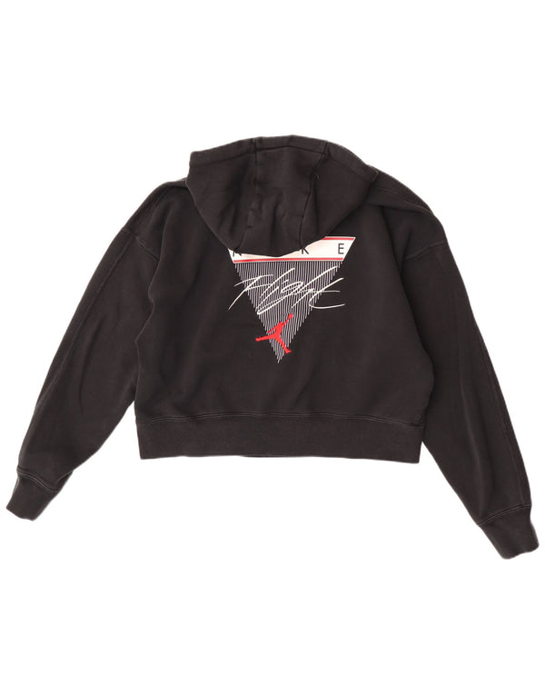 Jordan Womens Crop Graphic Standard Fit Hoodie Pullover UK 14 Medium Schwarz