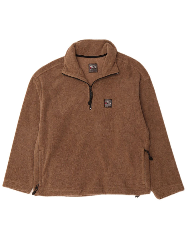 Think Pink Damen-Fleecepullover mit Reißverschluss am Hals, UK 14, Mittelbraun, Polyester