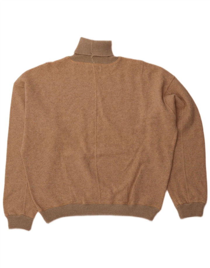 VINTAGE Damen Übergroßer Rollkragenpullover Pullover UK 18 XL Beige Wolle