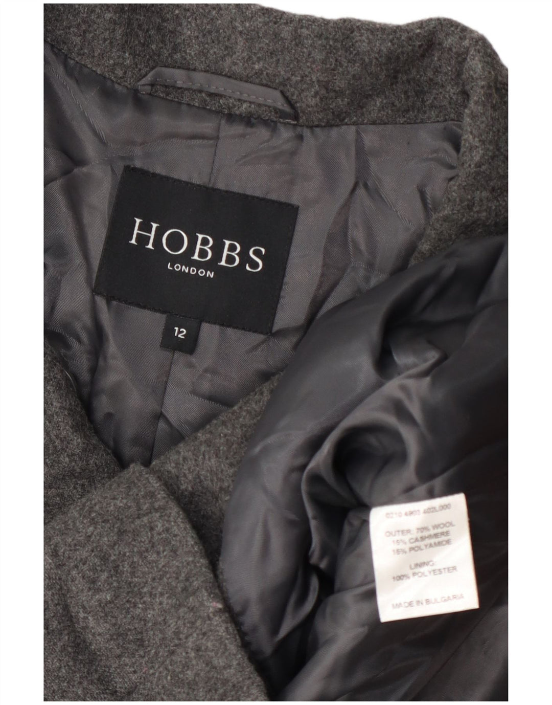 Hobbs Damen Pea Coat UK 12 Mittelgraue Wolle