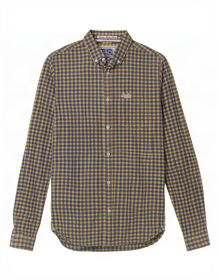 Superdry Herrenhemd aus Baumwolle, klein, blau kariert