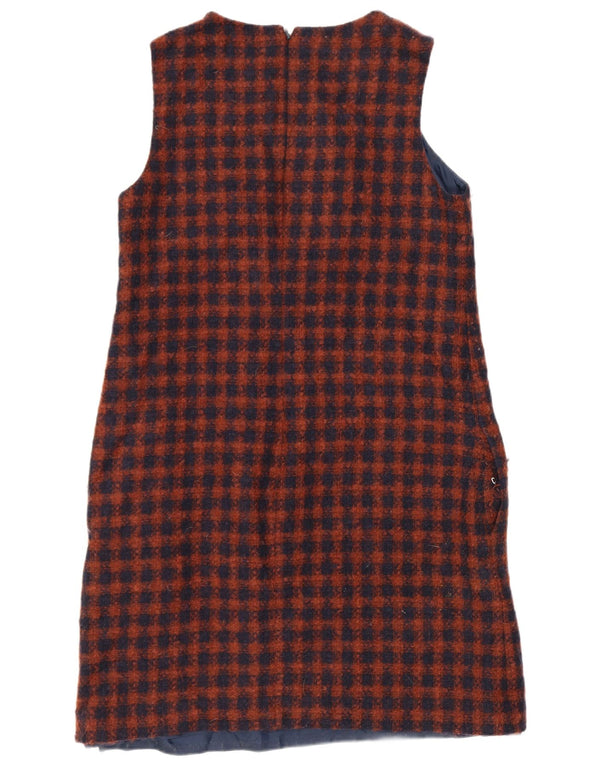 Hobbs Damen ärmelloses Etuikleid UK 12 Medium Marineblau kariert Wolle