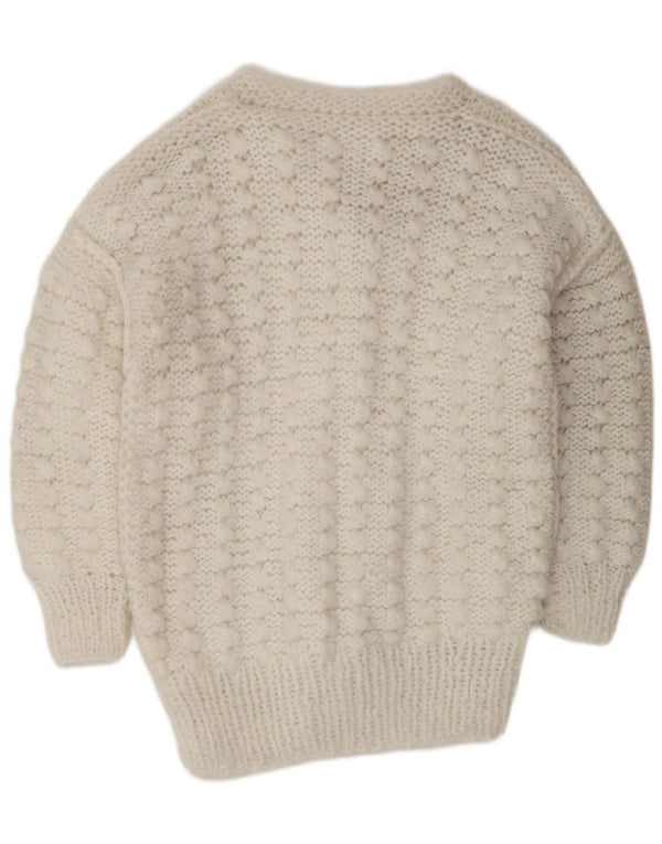 VINTAGE Damen Strickjacke UK 14 Mittelweiß