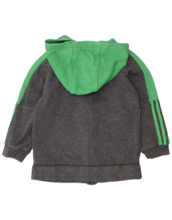 ADIDAS Jungen-Kapuzenpullover mit Reißverschluss, 2–3 Jahre, graue Farbblock-Baumwolle