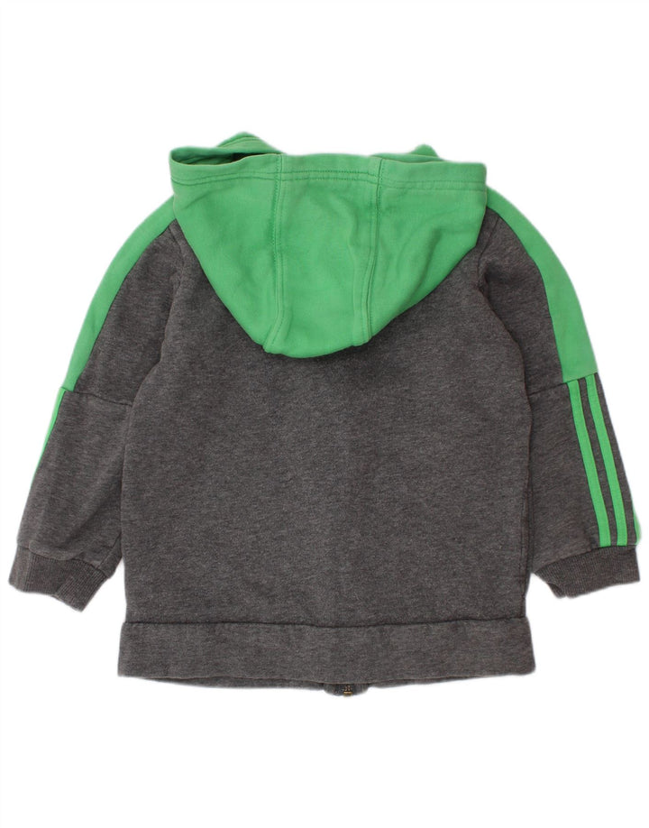 ADIDAS Jungen-Kapuzenpullover mit Reißverschluss, 2–3 Jahre, graue Farbblock-Baumwolle