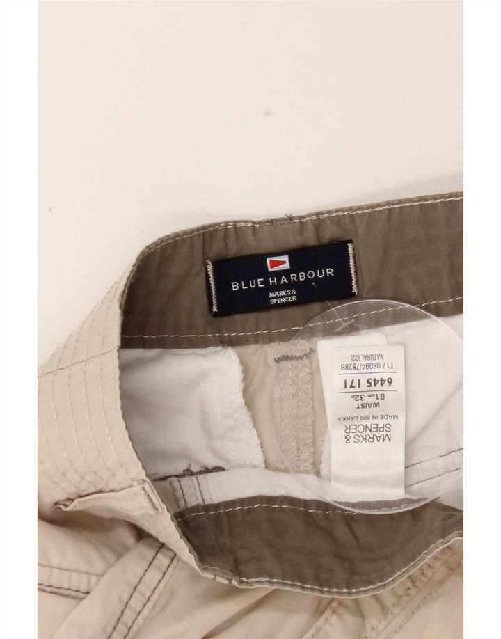 Marks & Spencer Damen Blue Harbour Cargoshorts W32 Large Beige Baumwolle