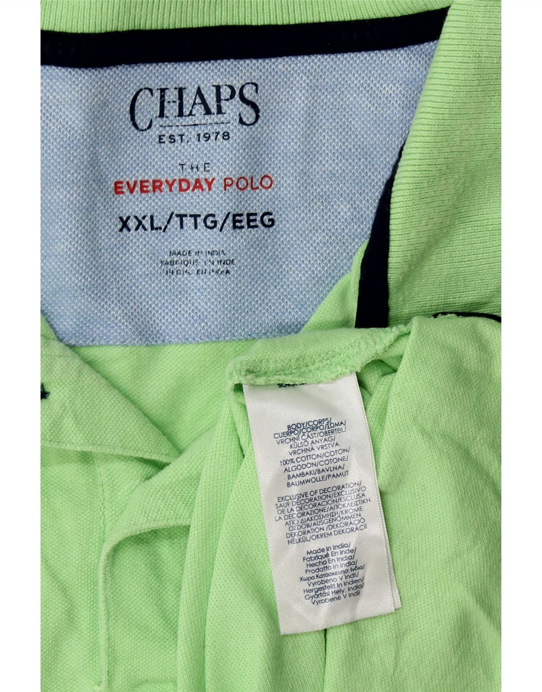 CHAPS Mens Polo Shirt 2XL Green Cotton Vintage Chaps and Second-Hand Chaps from Messina Hembry 