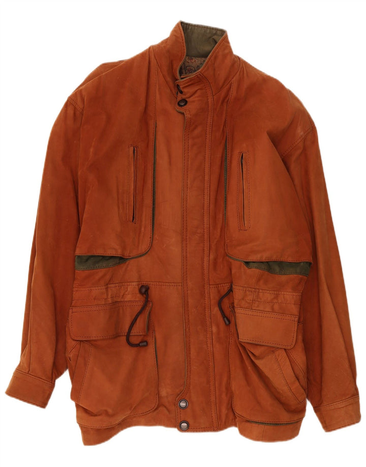 Vintage Herren Lederjacke UK 42 XL Braun Colourblock