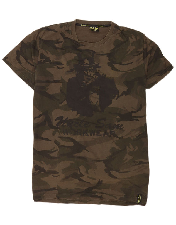 Uncle Sam Herren-T-Shirt mit Grafik, IT 56/58, XL, Khaki, Camouflage, Baumwolle