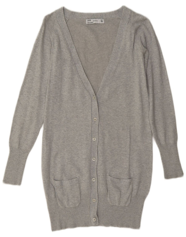 Zara Damen-Cardigan-Pullover UK 10 Small Graue Baumwolle