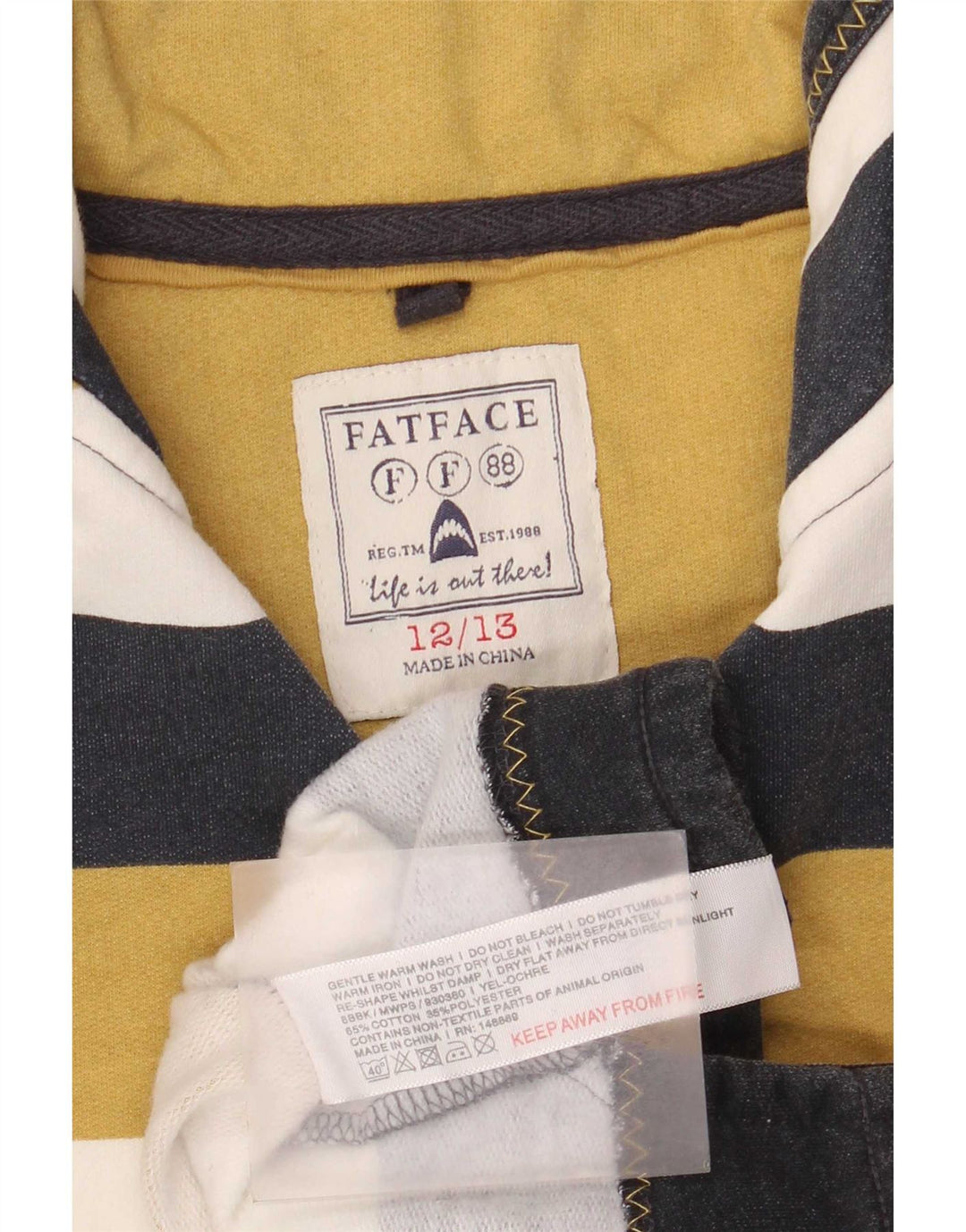 Fat Face Jungen-Sweatshirt mit Reißverschluss am Hals, 12–13 Jahre, mehrfarbig gestreift
