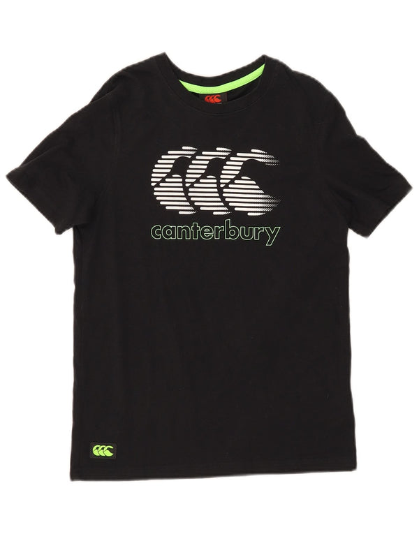 CANTERBURY Jungen-T-Shirt mit Grafik, 11–12 Jahre, schwarze Baumwolle