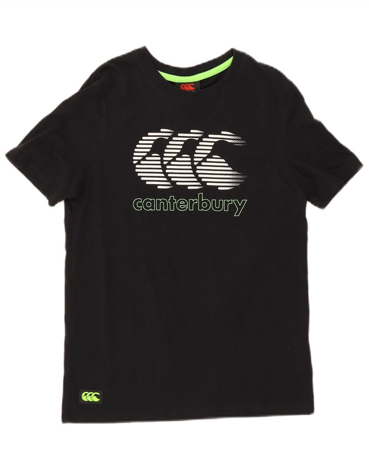 CANTERBURY Jungen-T-Shirt mit Grafik, 11–12 Jahre, schwarze Baumwolle