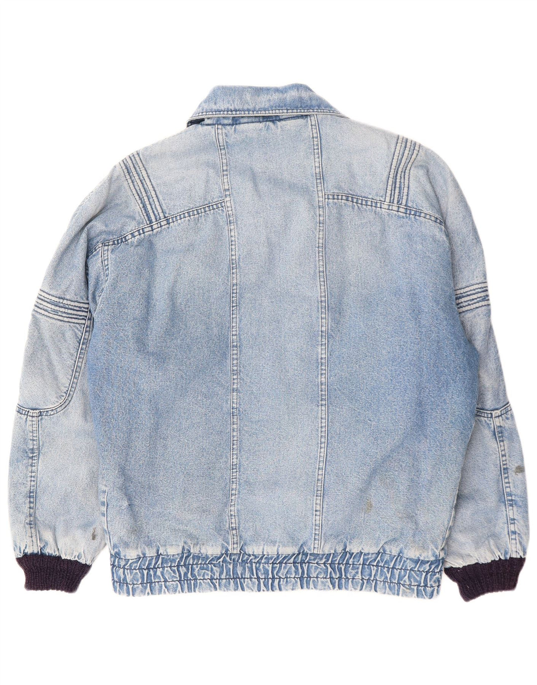 POP 84 Herren Vintage Loose Fit Denim Sherpa Jacke UK 38 Mittelblaue Baumwolle